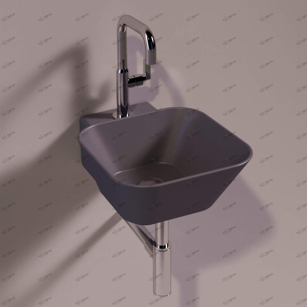 WA07ANTRACITEMATT Подвесная раковина настенная квадратная Simas  черная 