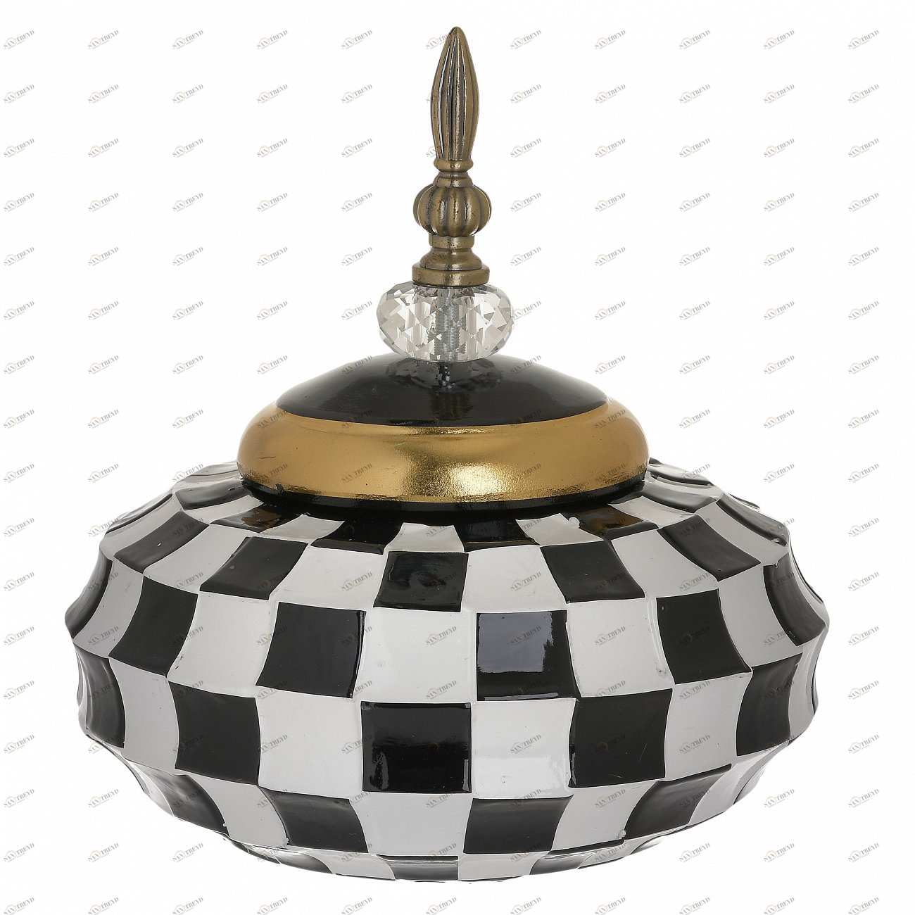 Ваза керамическая с крышкой черно-белая 32 см St Albans TO4ROOMS ST ALBANS 00-3893517 Белый;черный 