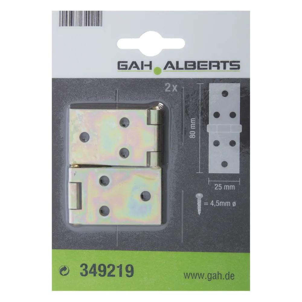 Петля карточная Gah Alberts, 26x81х1.3 мм, сталь оцинкованная, цвет жёлтый, 2 шт STLM-2064547 - Вид №1