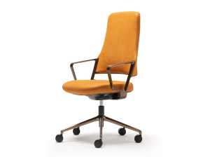 5-спицевое кожаное офисное кресло с колесами