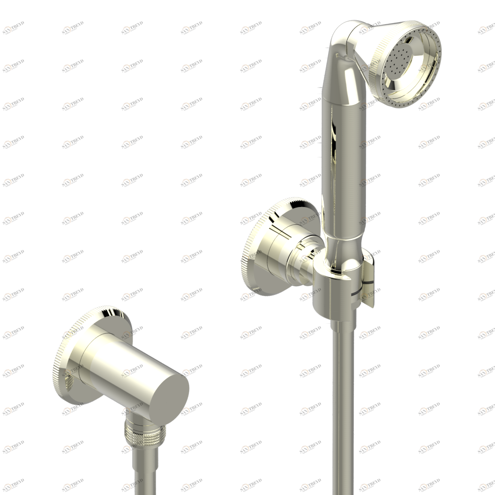 A54-52 Душ ручной стильный встраиваемый в стену, шланг, стационарный кронштейн и колено для душа Thg-paris Art Déco Никель A54 52 CAT.B