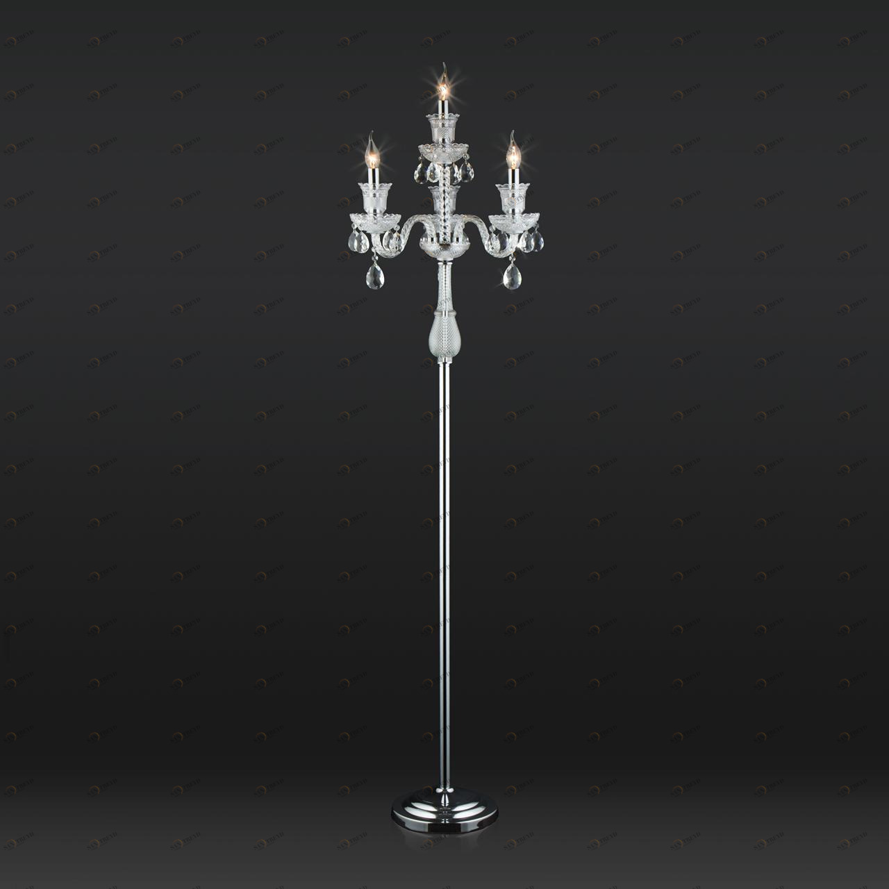 Торшер хрустальный на 4 лампы 170х47 см хром Strotskis 01102/4 BOGATES СВЕЧА 00-3889376 Хром 