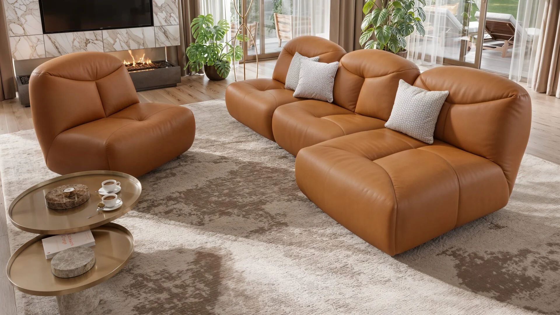 Кожаный диван с полуостровом Sofanella Molise ARCH-00052927 - Вид №3