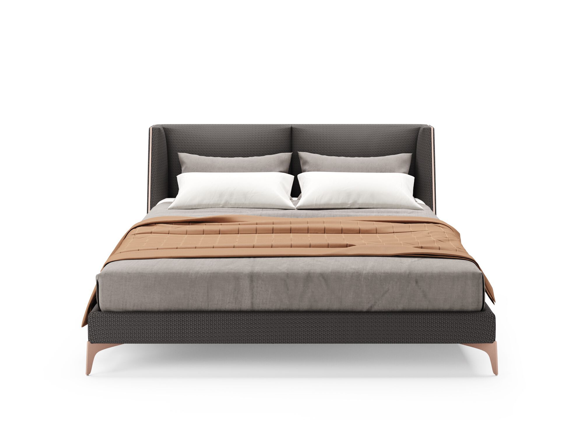 Деревянная двуспальная кровать с мягким изголовьем PRADDY Natur ARCH-00025195