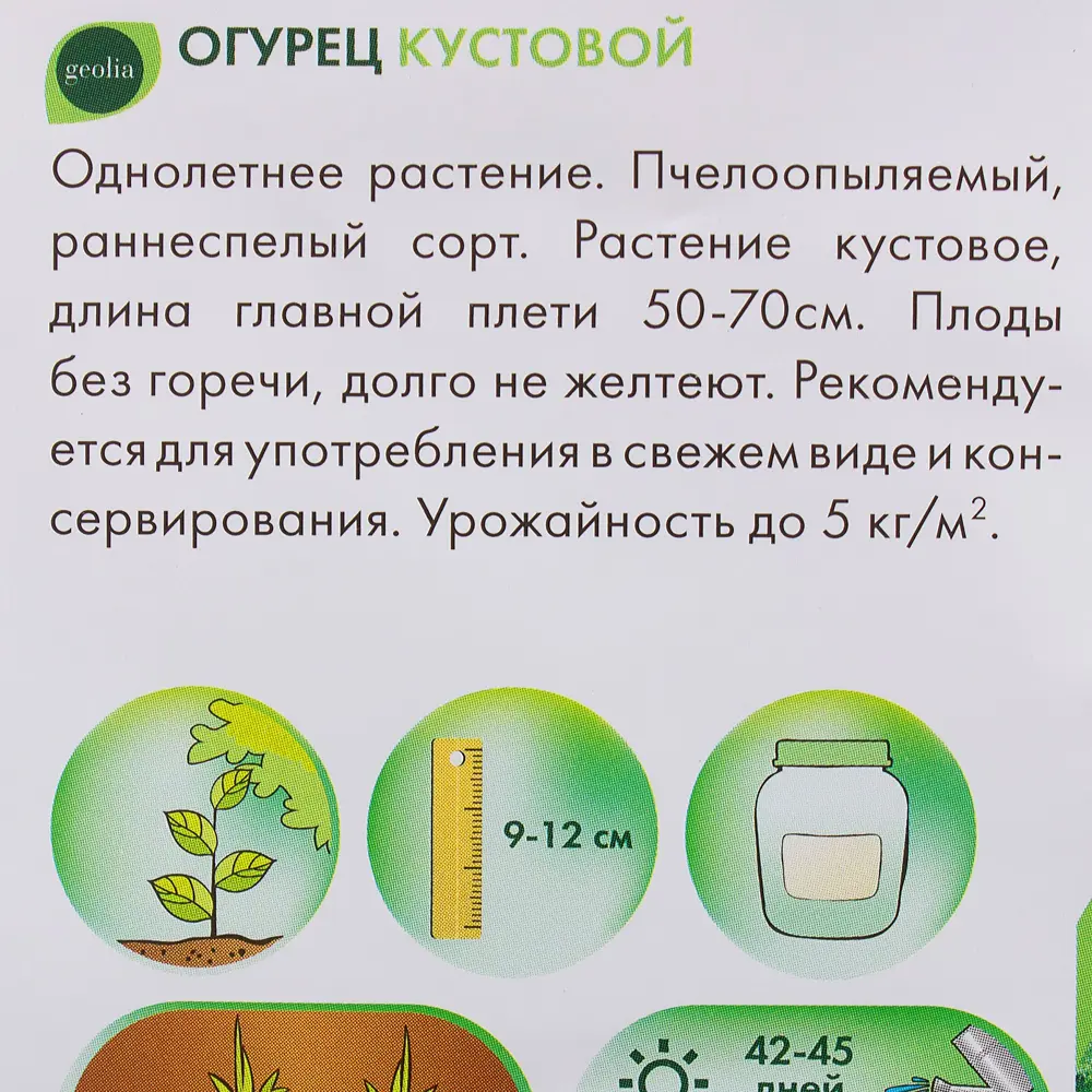 Семена огурца GEOLIA Кустовой - компактный сорт для небольших участков 17584794 STLM-0008325 - Вид №2