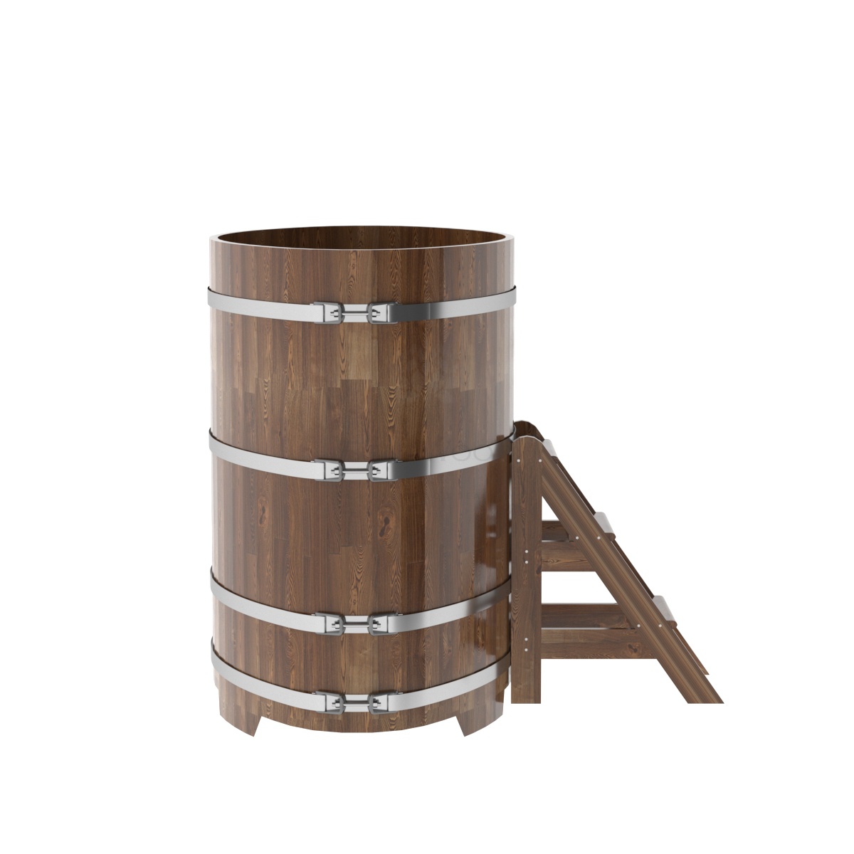 1517 Купель овальная из сращенных ламелей лиственницы 0,92х1,66х1,4 морёная Alyarus  - Вид №2