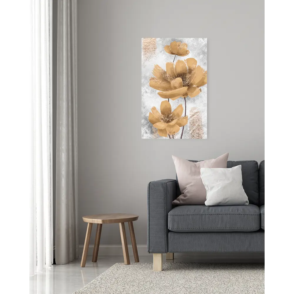 Картина на холсте Бежевые цветки 40x60 см Постер-лайн STLM-2011313 - Вид №1