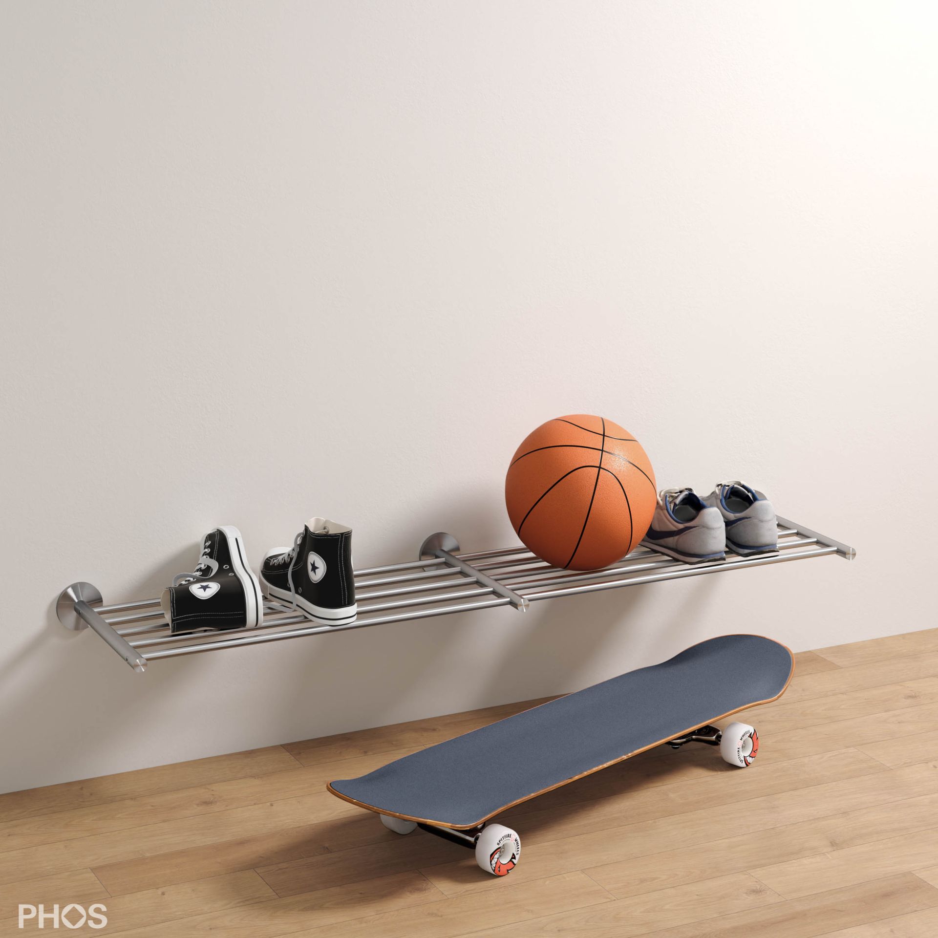 SR1200-1W Полка для обуви широкая, для настенного монтажа, ширина 120 см. PHOS  - Вид №1