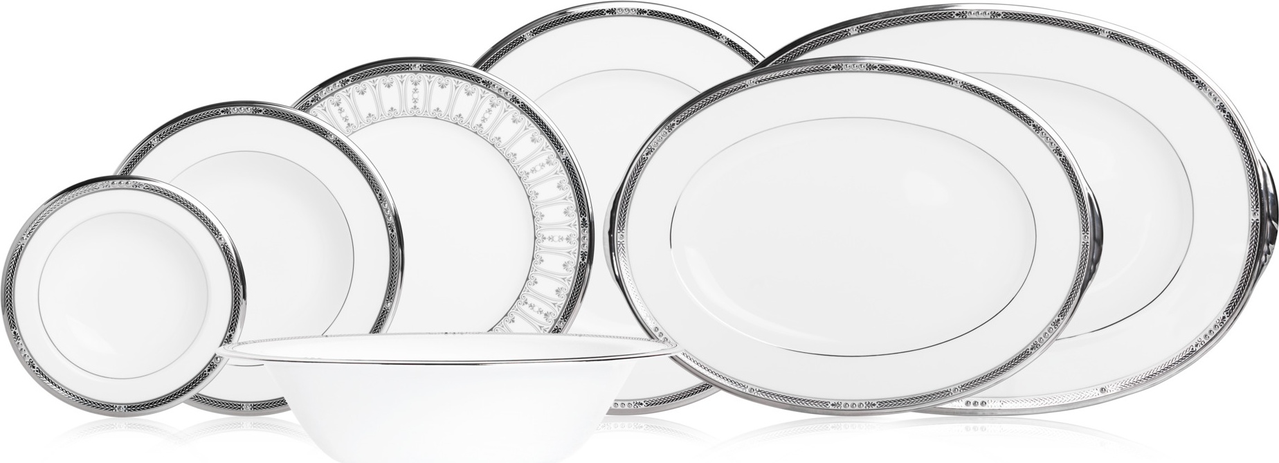 10654836 Noritake Сервиз столовый Noritake "Чатлайн, платиновый кант" 6/27 Фарфор костяной 