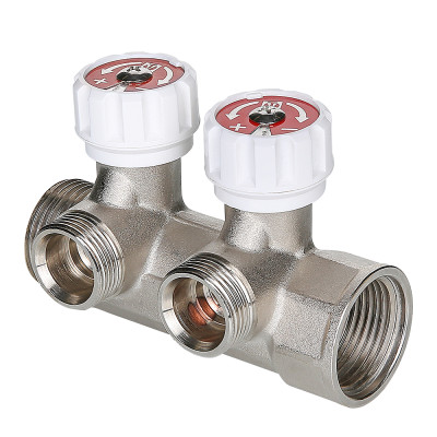 VTc.570.NE.0604 Коллектор с регулирующими вентилями и выходами стандарта «евроконус» Valtec 1", 4 x 3/4" 