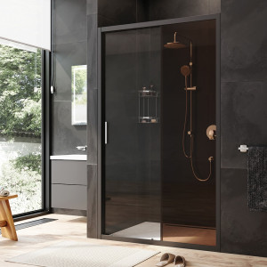 W90G-120-1-195BBr Solo Дверь душевая 120х195 стекло бронзовое профиль черный матовый AM.PM Gem