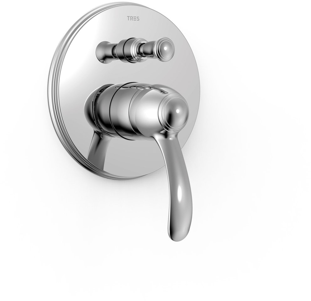Двухходовой скрытый смеситель для душа TRES CLASIC с одной ручкой -24218001 TRES