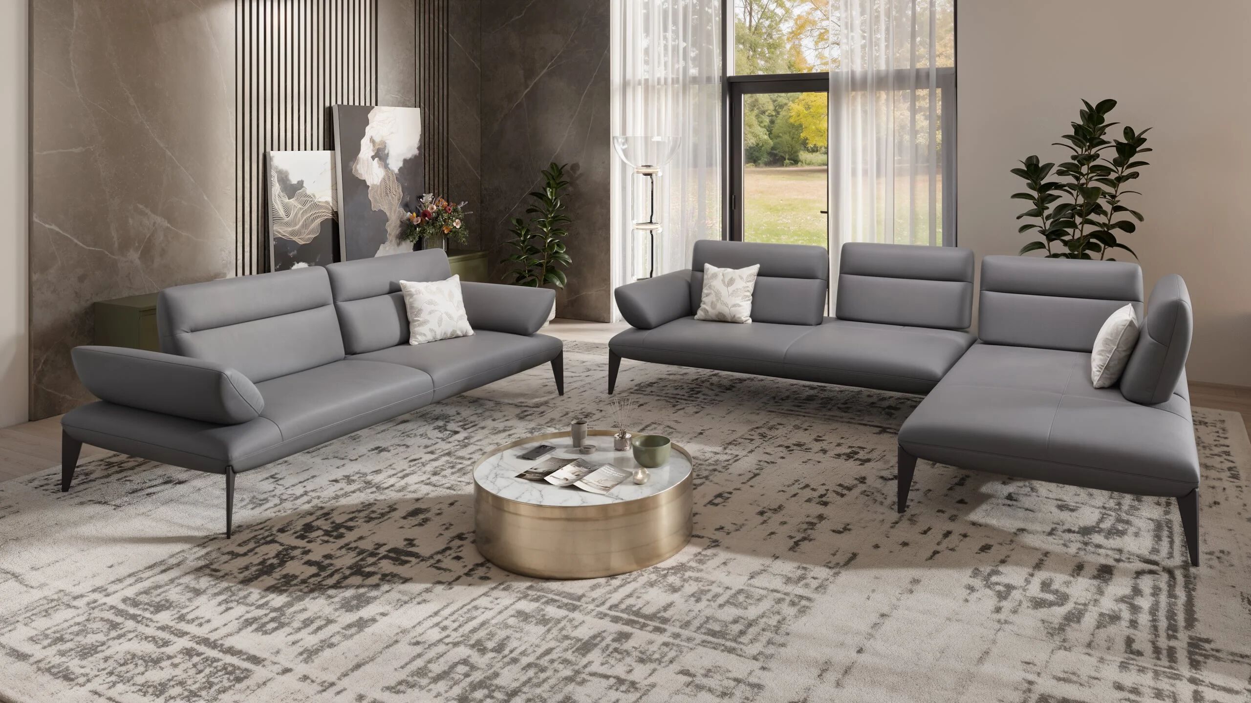 Кожаный диван с полуостровом Sofanella Лацио ARCH-00006780 - Вид №5