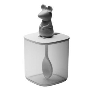 QL10365-CL-GY Банка для сыпучих продуктов lucky mouse seasoning с ложкой, 250 мл Qualy