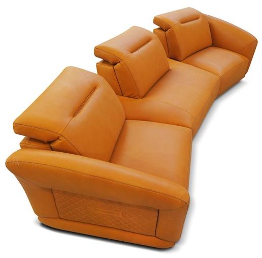 Rossini Sofas Секционный изогнутый кожаный диван с подголовником Monicelli sun-id-1491227 - Вид №4
