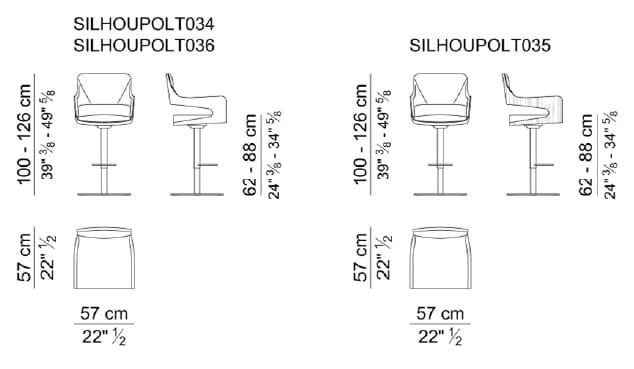 Высокий кожаный стул со спинкой i 4 Mariani силуэт ARCH-00051399 - Вид №3