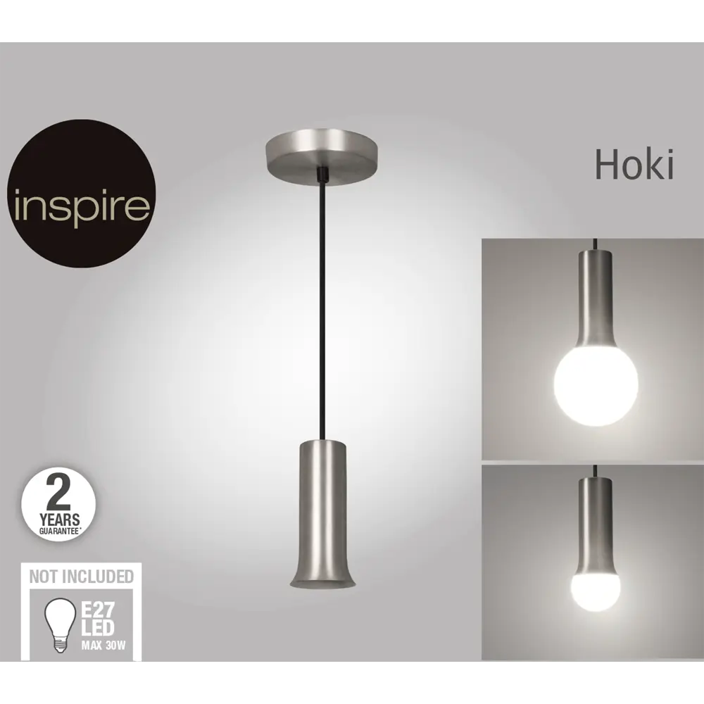 Светильник подвесной Inspire Hoki 1 лампа 3 м² цвет никель 82549832 STLM-2008421  - Вид №5