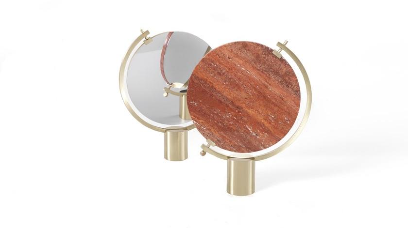 JCP UNIVERSE Поворотное настольное зеркало из мрамора и латуни sun-id-1387670 - Вид №4