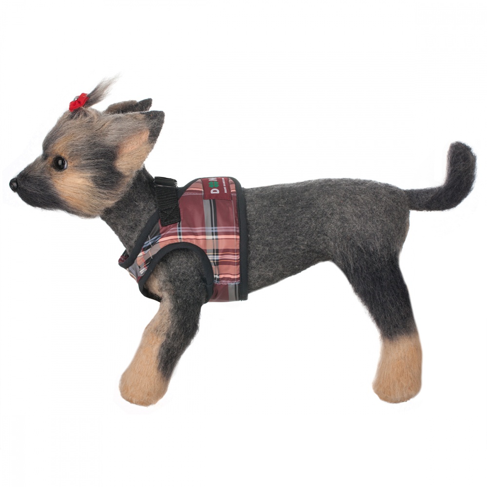 ПР0044649 Шлейка-жилет для собак Клетка бордо-2 16см Dogmoda 