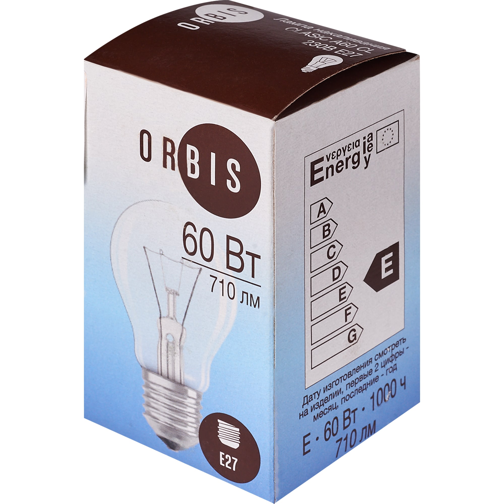 84856960 Лампа накаливания Orbis Е27 230 В 60 Вт груша прозрачная 710 лм Santreyd  - Вид №2