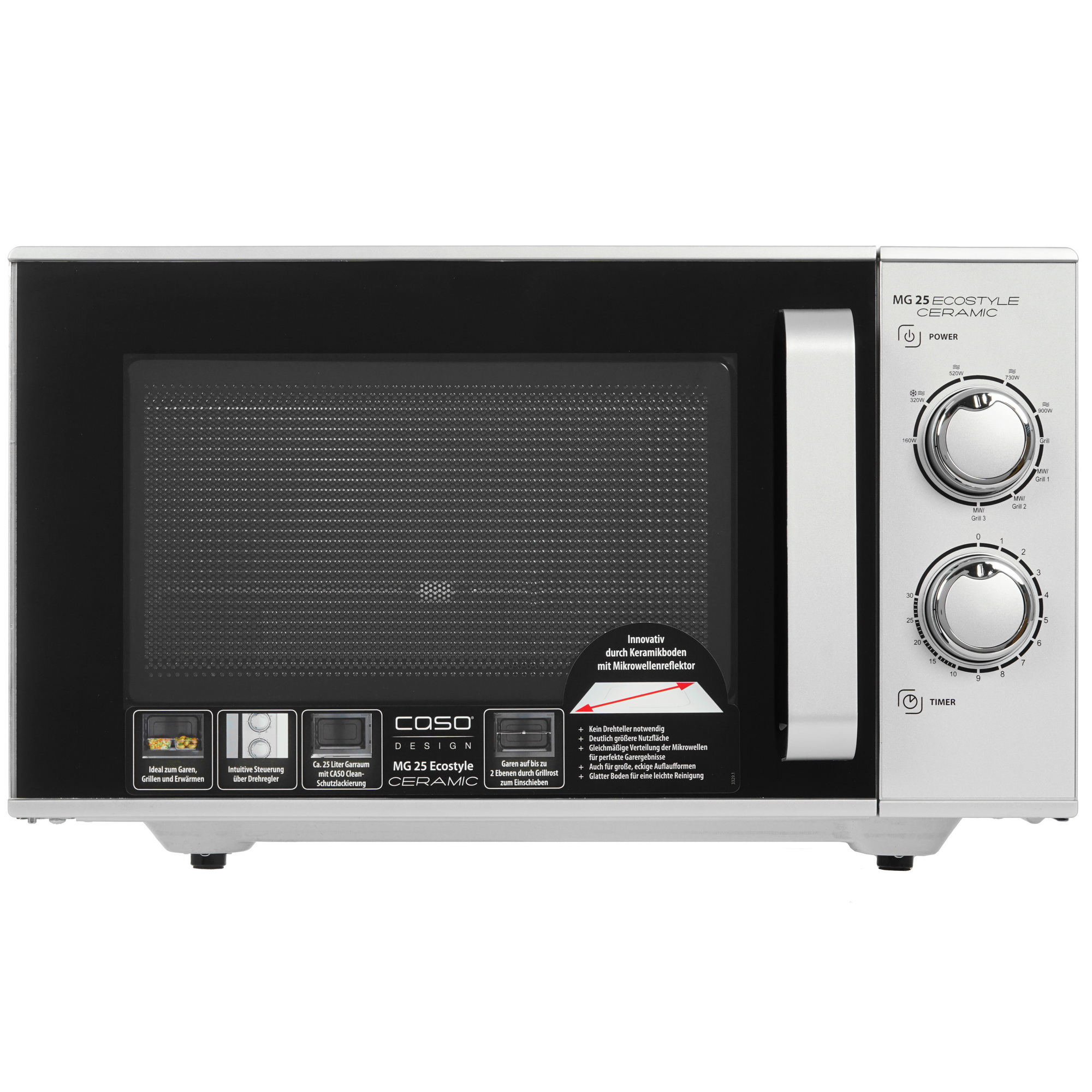 5342129 Микроволновая печь CASO MG 25 Ecostyle Ceramic серебристый STDN-0040277