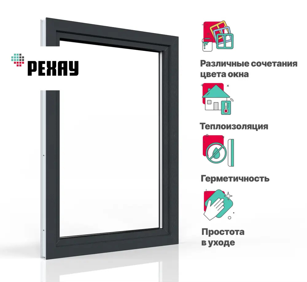 91786743 Пластиковое окно ПВХ Рехау 800x500см (ВхШ) одностворчатое правое цвет белый/серый антрацит STLM-0903904