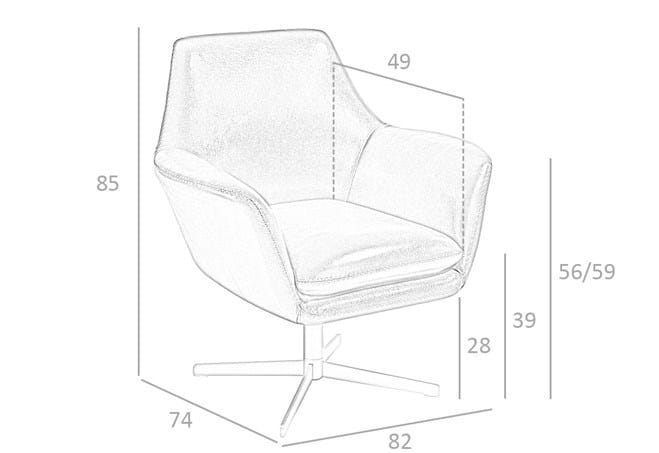 Вращающееся кресло с кожаными спицами Angel Cerda диван тренд ARCH-00076272 - Вид №3