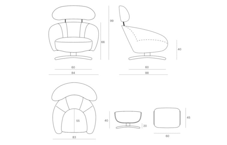 Тканевое вращающееся кресло с подлокотниками Sofanella Dolce ARCH-00007764 - Вид №2
