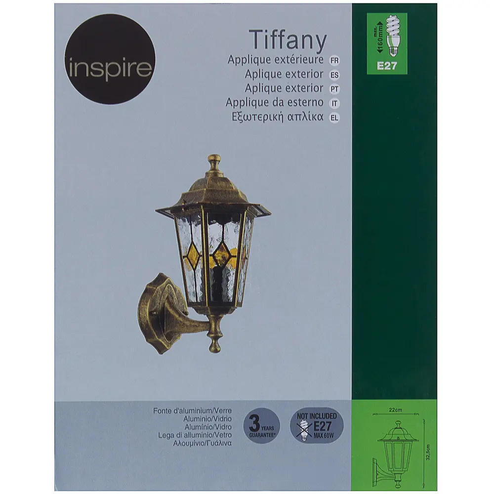 Бра уличное вверх Inspire Tiffany 1xE27х60 Вт, декоративное стекло, IP44 18249550 STLM-2003174  - Вид №3
