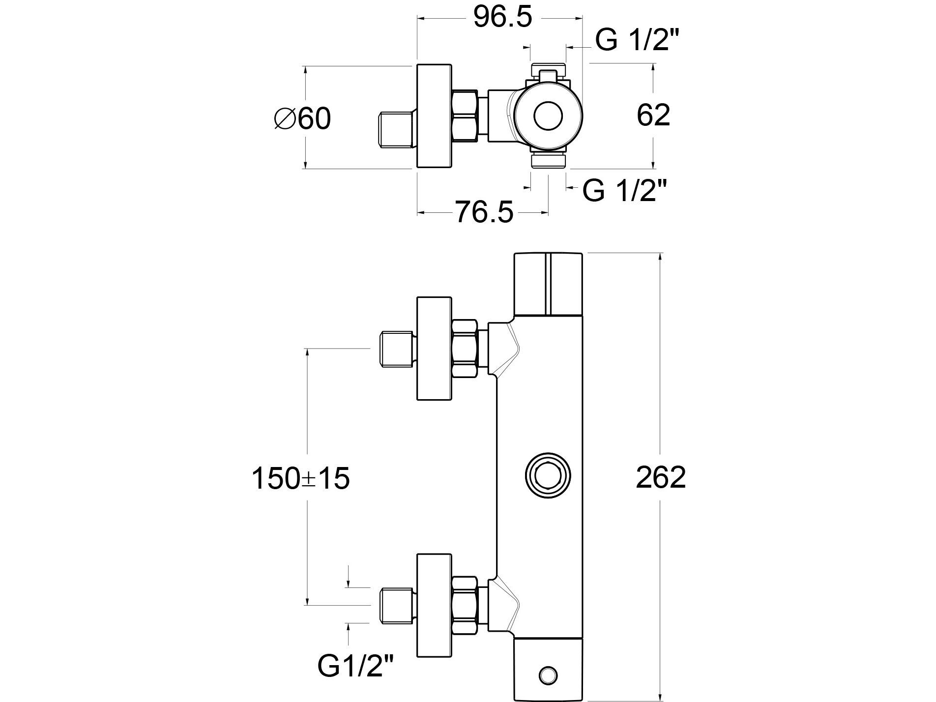Термостатический смеситель для душа с 2 отверстиями GUGLIELMI RUBINETTERIE DT40480 ARCH-00125133 - Вид №2
