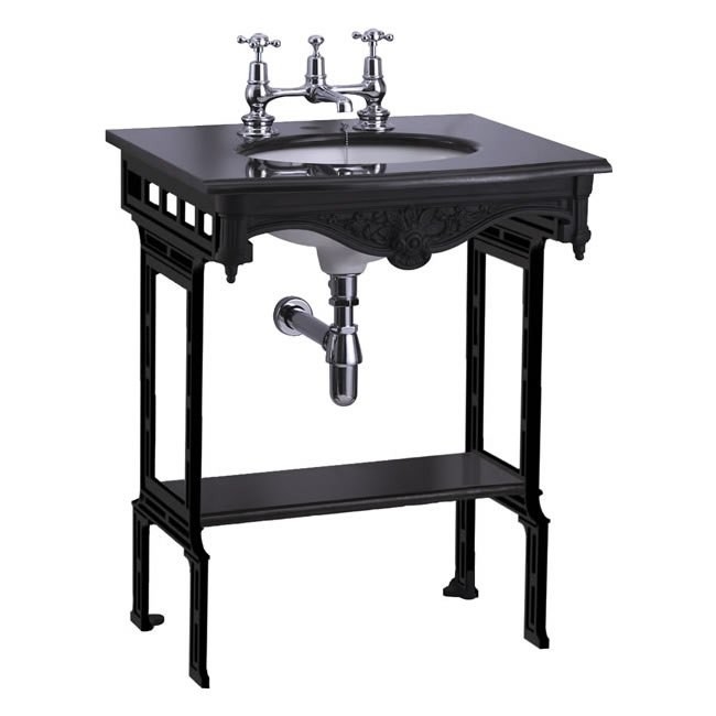 Гранитная столешница на 1,2 или 3 отверстия с подстольем из черного алюминия  Burlington G7 1TH, T48 BLA, G12 65см х 57,5см  - Вид №3