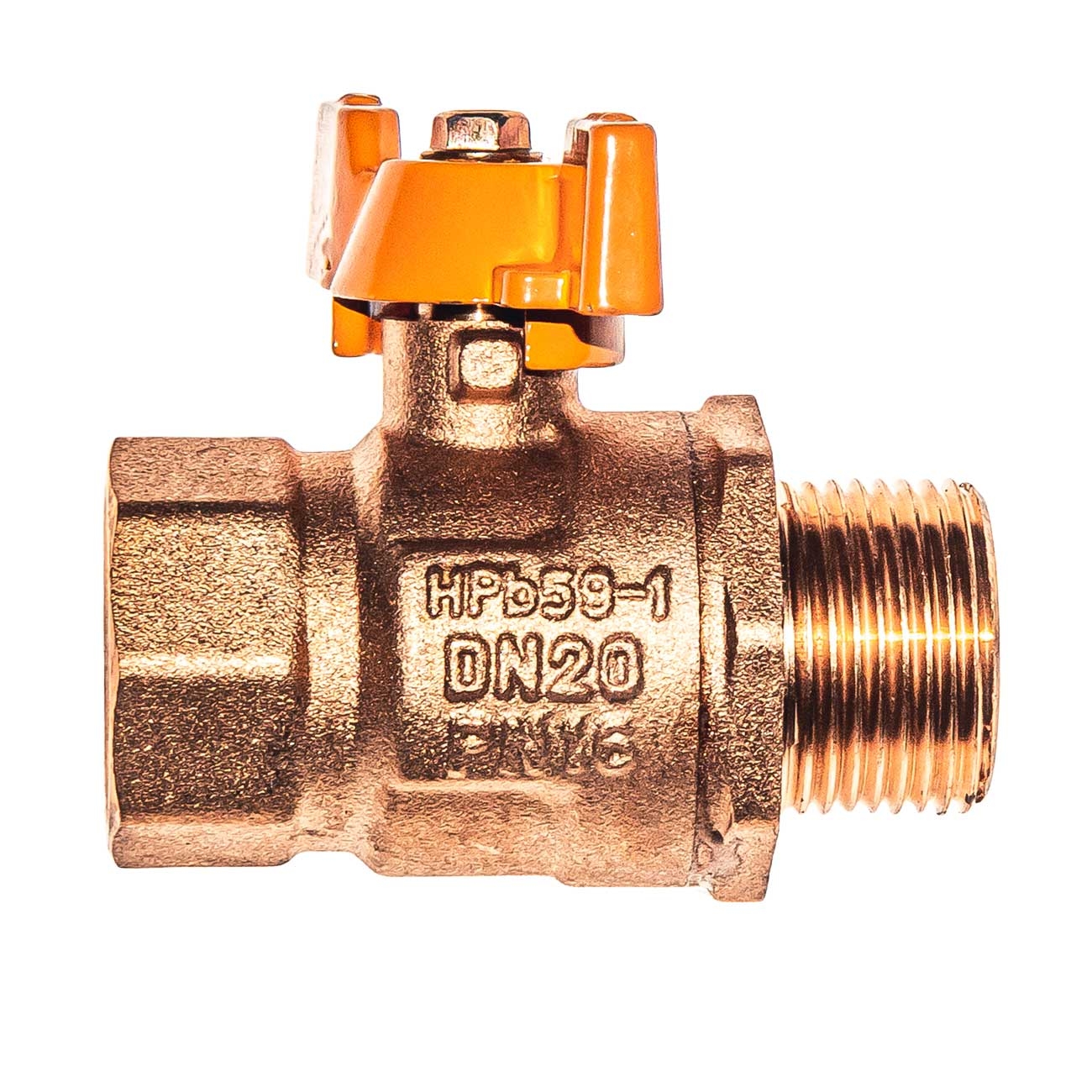 21009 Кран шаровой под газ в/н 3/4" бабочка, медь LAB.Space 