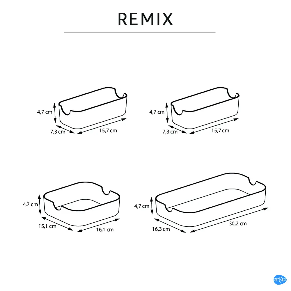 Набор из 4 корзин для выдвижного ящика Sensea Remix цвет белый 16.3x5.3x30.2 см Без серии STLM-2070138 - Вид №9