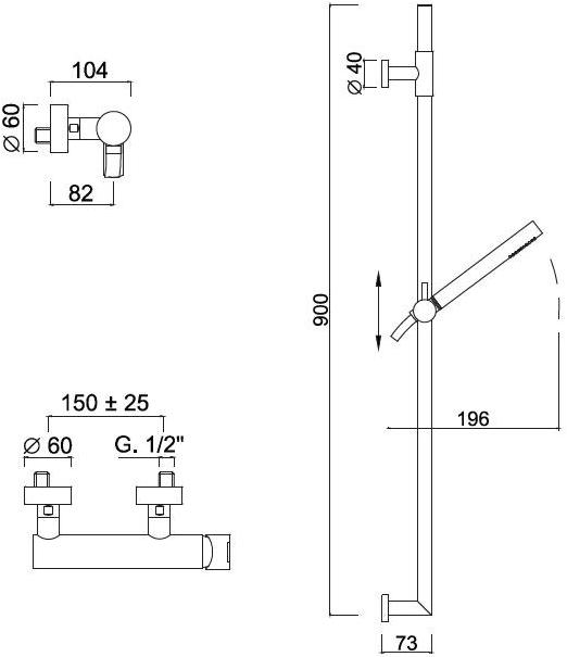 Rubinetteria Giulini Однорычажный смеситель для душа с выносным душем Deluxe - surf F5808wsdl - Вид №1