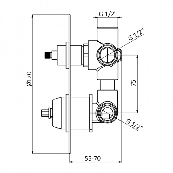 47135470 PREMIUM Хром Встроенный смеситель с переключателем Хром GRB MIXERS Time - Вид №1