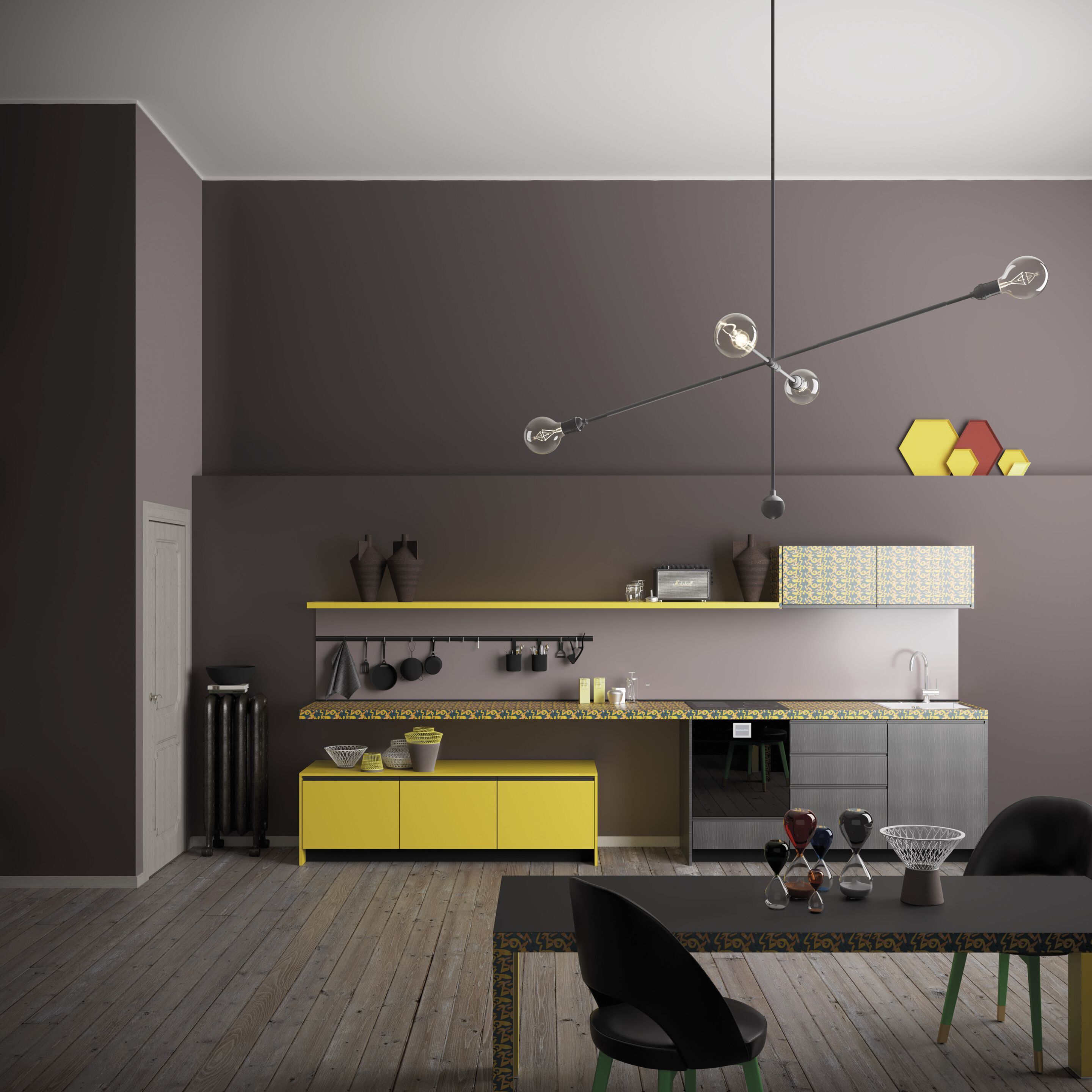 Линейная секционная кухня De Rosso For_Me ARCH-00120891 - Вид №1