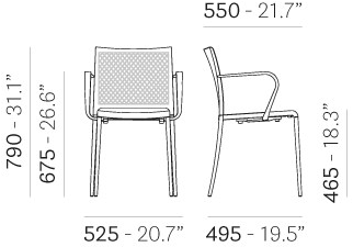 Pedrali Штабелируемый алюминиевый стул с подлокотниками Mya 706/2 - Вид №7