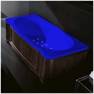 Ванна Gruppo treesse New Classic Young STA-V674C-SX-WV-SIZ синяя с золотой фурнитурой с аэромассажем прямоугольная левая дерево венге