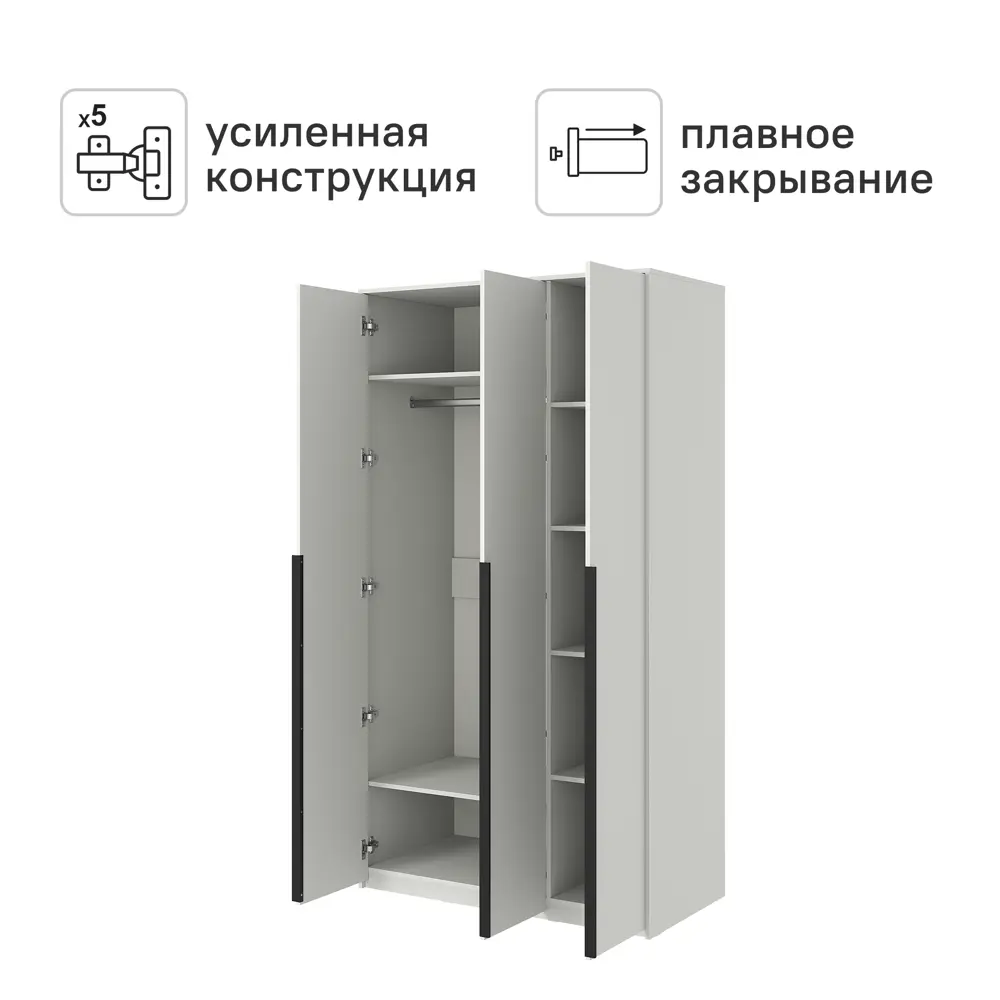 Шкаф распашной Бергамо с 3 дверями 120x220x60 см ЛДСП цвет белый 89428021 STLM-2212415 Santreyd  - Вид №2
