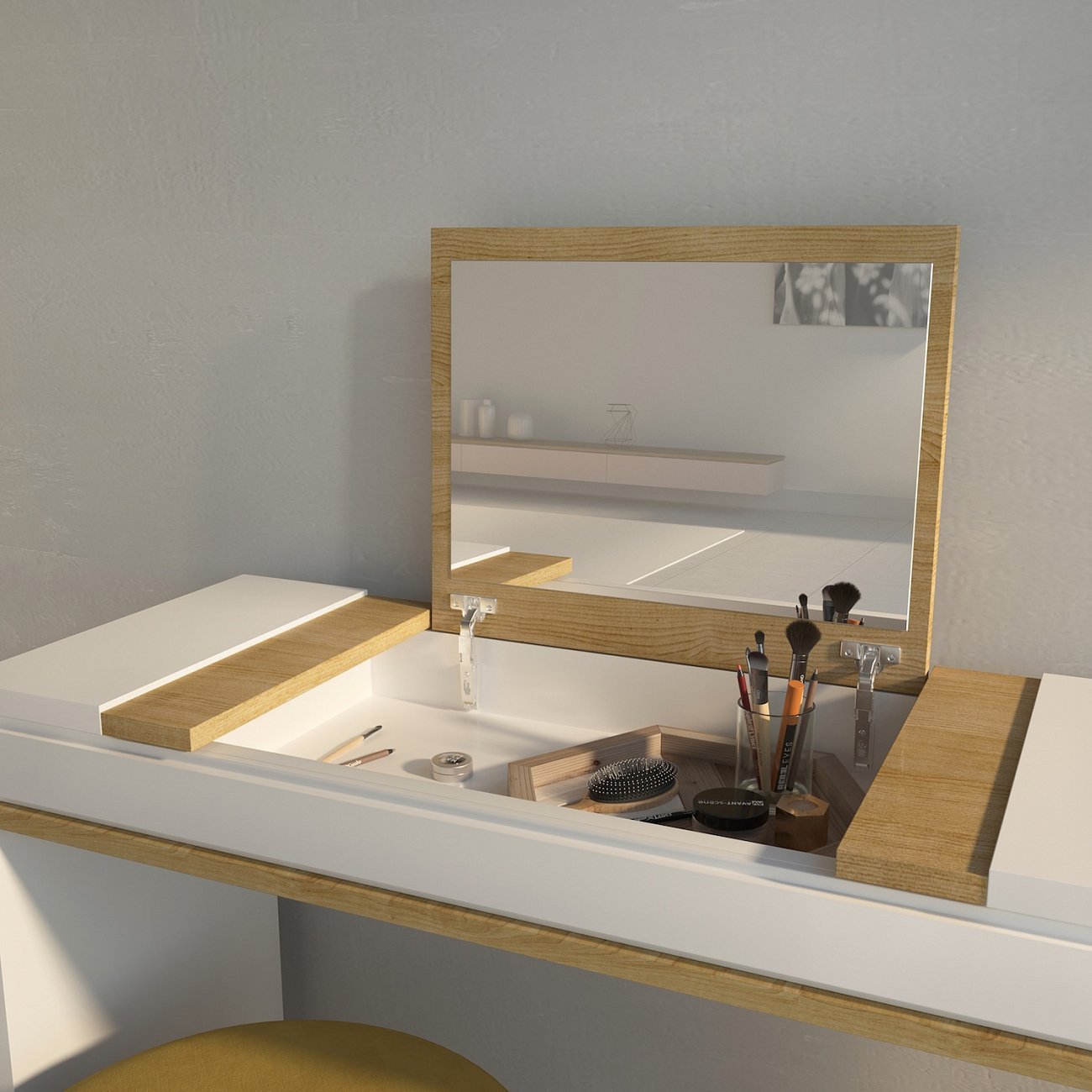 Туалетный столик с откидным зеркалом 100х76 см черный Must BRAGIN DESIGN  00-3879374 Белый  - Вид №2