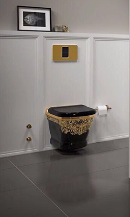 AN320-00SI00E-AK00 ANTIK Унитаз подвесной с биде ЧЕРНЫЙ Creavit Antik  - Вид №1