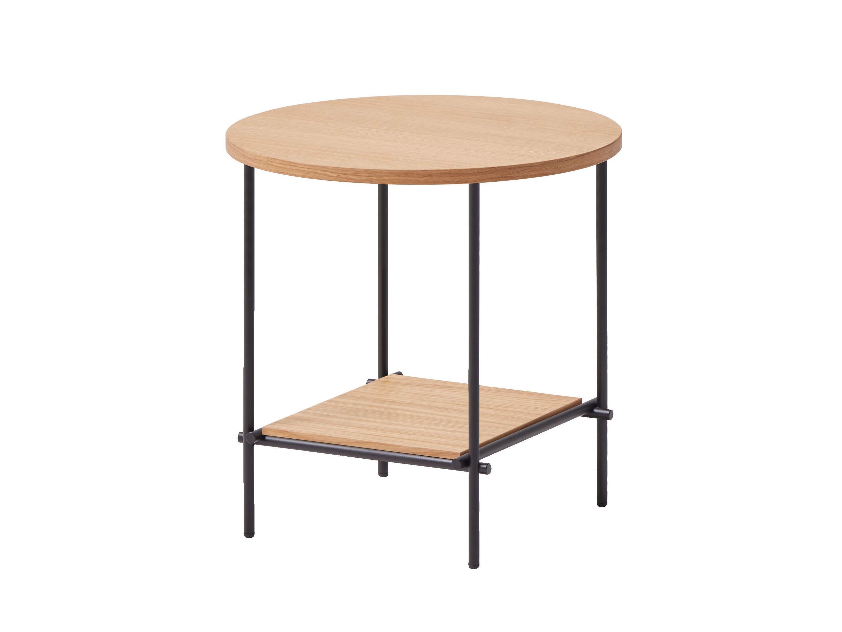 Высокий металлический круглый журнальный столик с деревянной столешницей INCLASS Nuc ARCH-00110689 - Вид №1