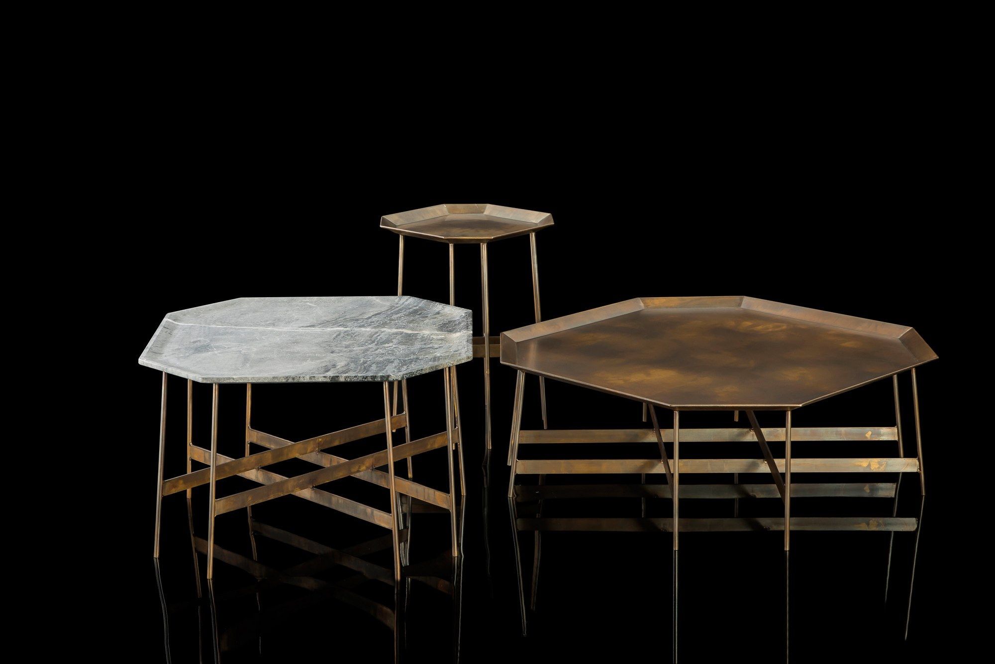 Высокий восьмиугольный латунный журнальный столик Henge OCTAGON ARCH-00040325 - Вид №1