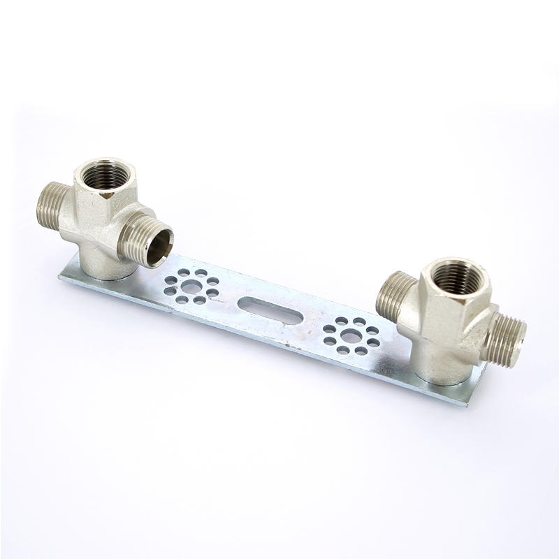 Корпус водорозетки обжим-В конус двойной проходной на планке TIEMME 1/2"х1/2"K 1640041 - Вид №1