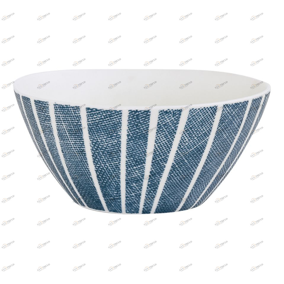 Салатник фарфоровый белый с синими полосками "Бриз" EASY LIFE БРИЗ 00-3947052 Белый;синий