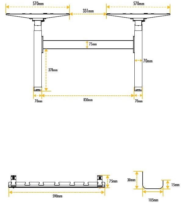 Fellowes Основание для двойного рабочего места с регулируемой высотой  9696001  - Вид №9