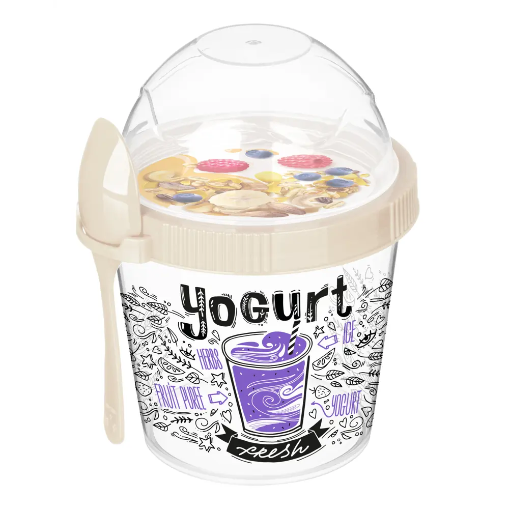 Контейнер для завтрака с ложкой Idi Land 450 мл пластик прозрачный STLM-2070519