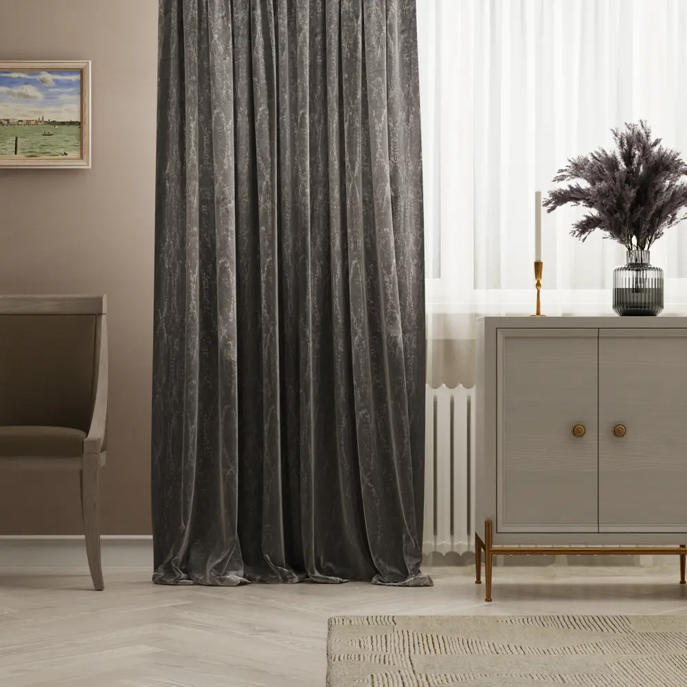 Штора на ленте Inspire Akkol 160x280 см цвет синий 83562047 STLM-2136550 
