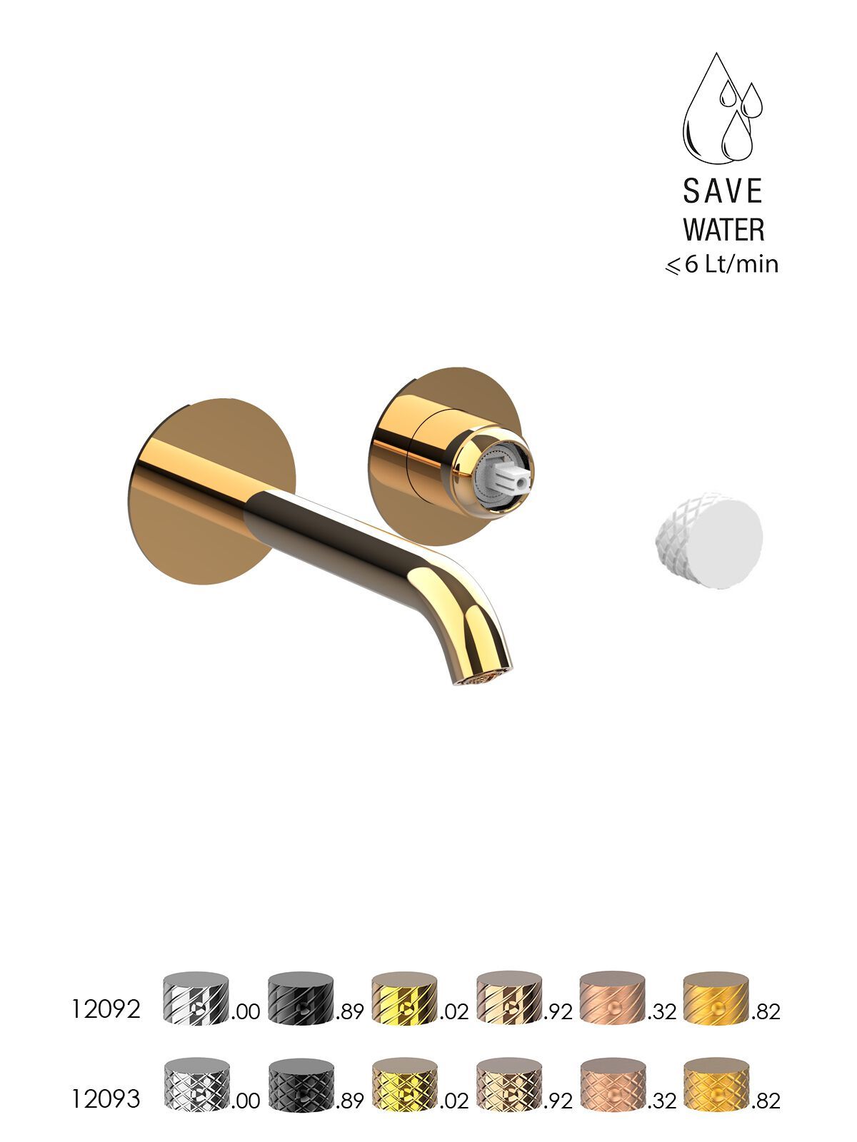 Настенный смеситель для раковины с 2 отверстиями и ограничителем расхода Rubinetterie Frattini Pepe XLS ARCH-00144539 - Вид №5