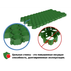 Решетка газонная Gidrolica Eco Standart 70х40x3.2 см цвет зелёный
